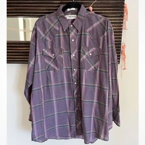 Corral West Ranchwear Vintage Purple Plaid Western Snap Shirt 16-36